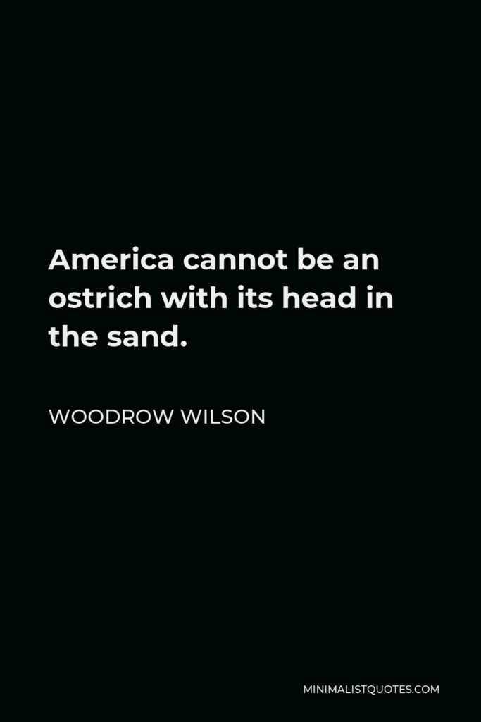 Woodrow Wilson Quote - America cannot be an ostrich with its head in the sand.