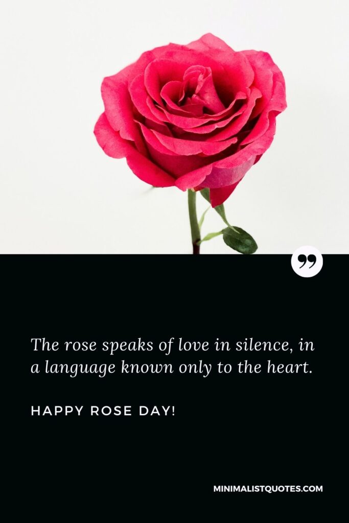 Happy rose day status: The rose speaks of love in silence, in a language known only to the heart. Happy Rose Day!
