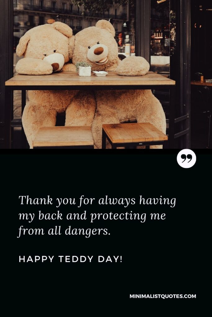 Happy teddy day my friend: Thank you for always having my back and protecting me from all dangers. Happy Teddy Day!