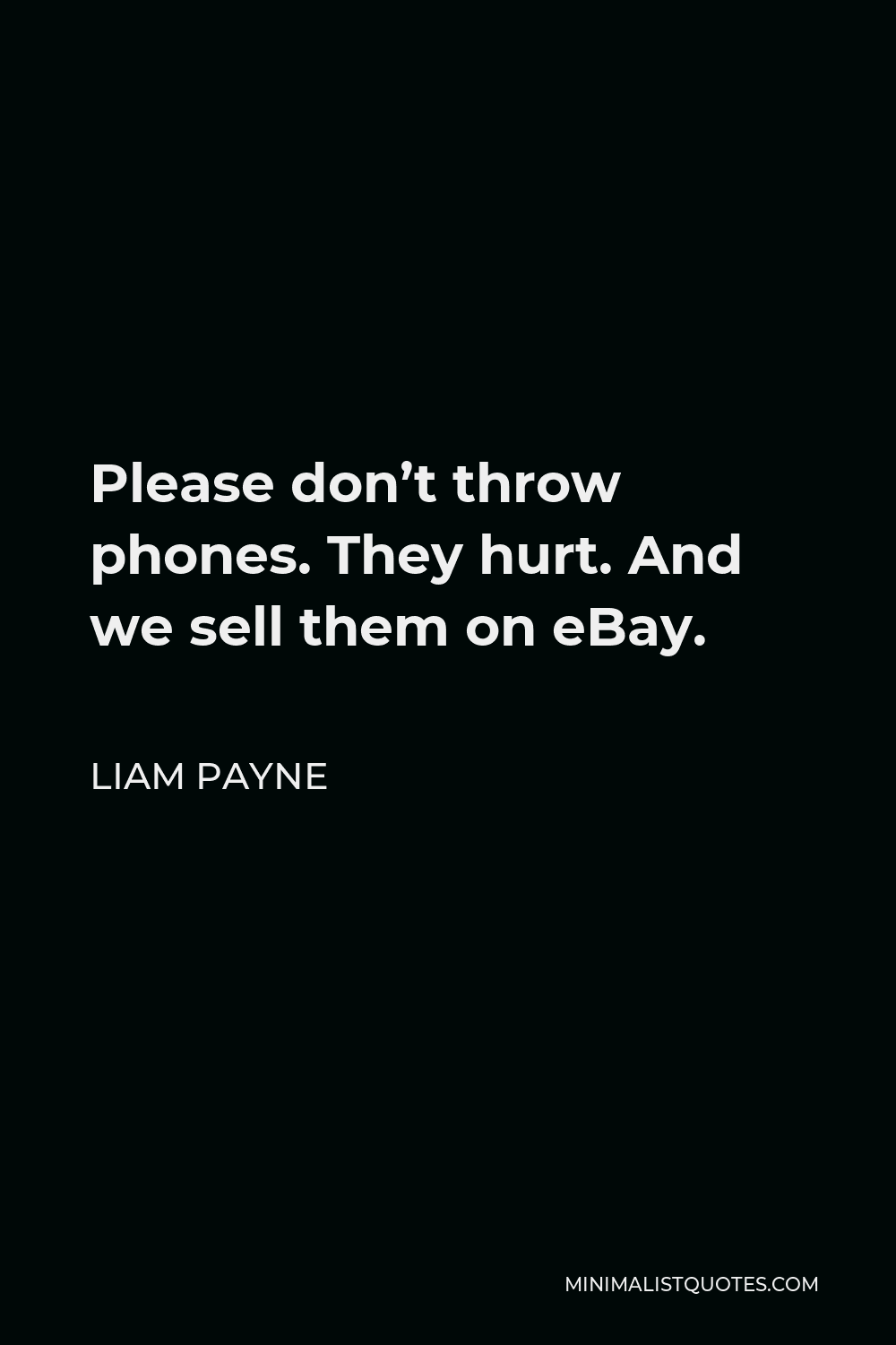 Liam Payne Quote - Please don’t throw phones. They hurt. And we sell them on eBay.