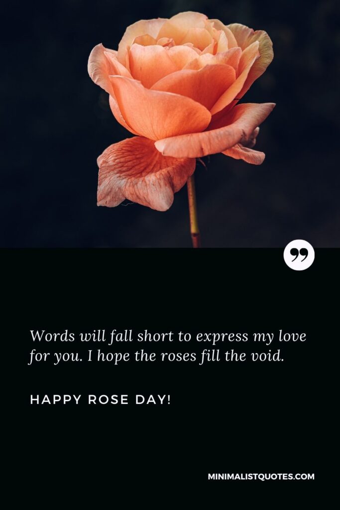 Rose day caption: Words will fall short to express my love for you. I hope the roses fill the void. Happy Rose Day!