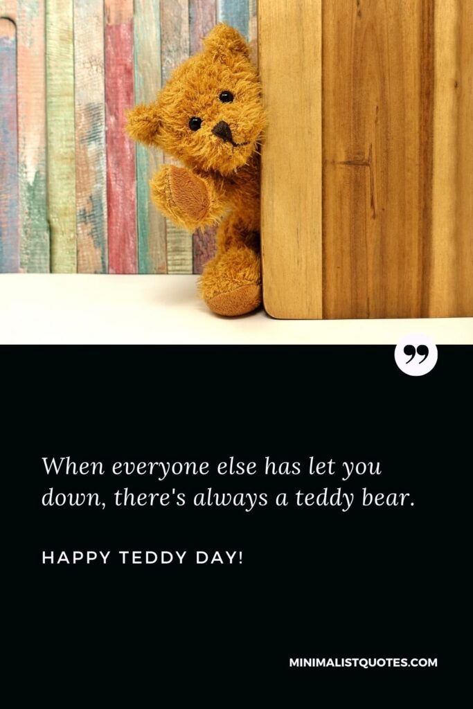 Teddy day status: When everyone else has let you down, there's always a teddy bear. Happy Teddy Day!