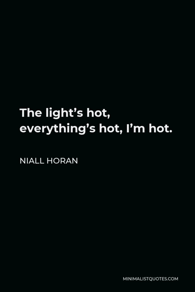 Niall Horan Quote - The light’s hot, everything’s hot, I’m hot.
