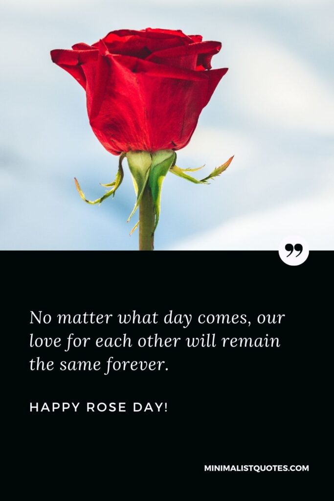Valentine week rose day quotes: No matter what day comes, our love for each other will remain the same forever. Happy Rose Day!