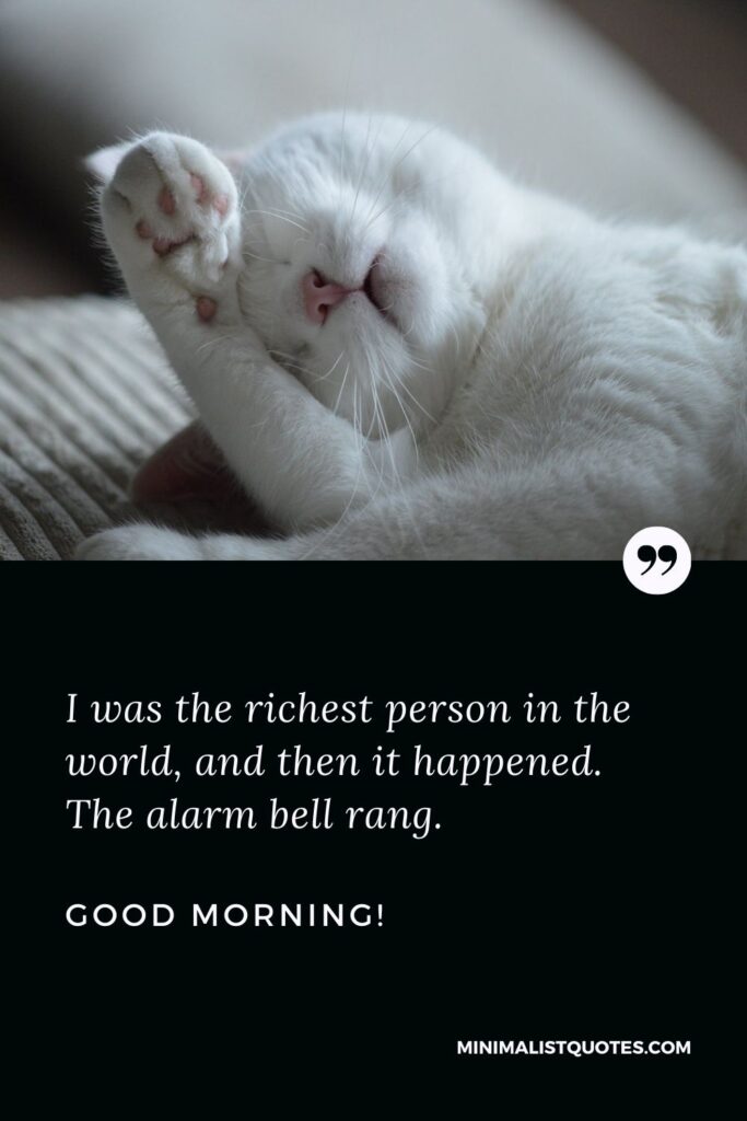 Funny good morning messages: I was the richest person in the world, and then it happened. The alarm bell rang. Good Morning!