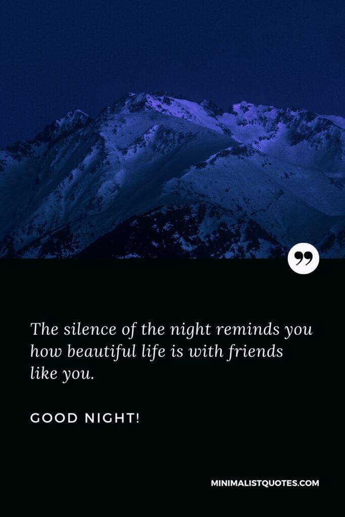 Good night best friend: The silence of the night reminds you how beautiful life is with friends like you. Good Night!