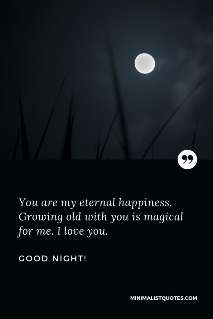 Good night my wife: You are my eternal happiness. Growing old with you is magical for me. I love you. Good Night!