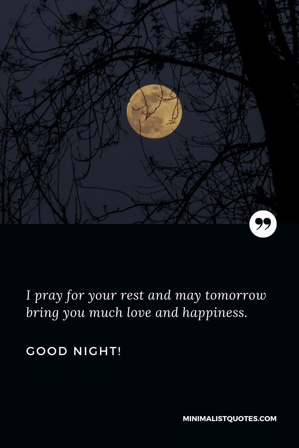 Good night sister: I pray for your rest and may tomorrow bring you much love and happiness. Good Night!