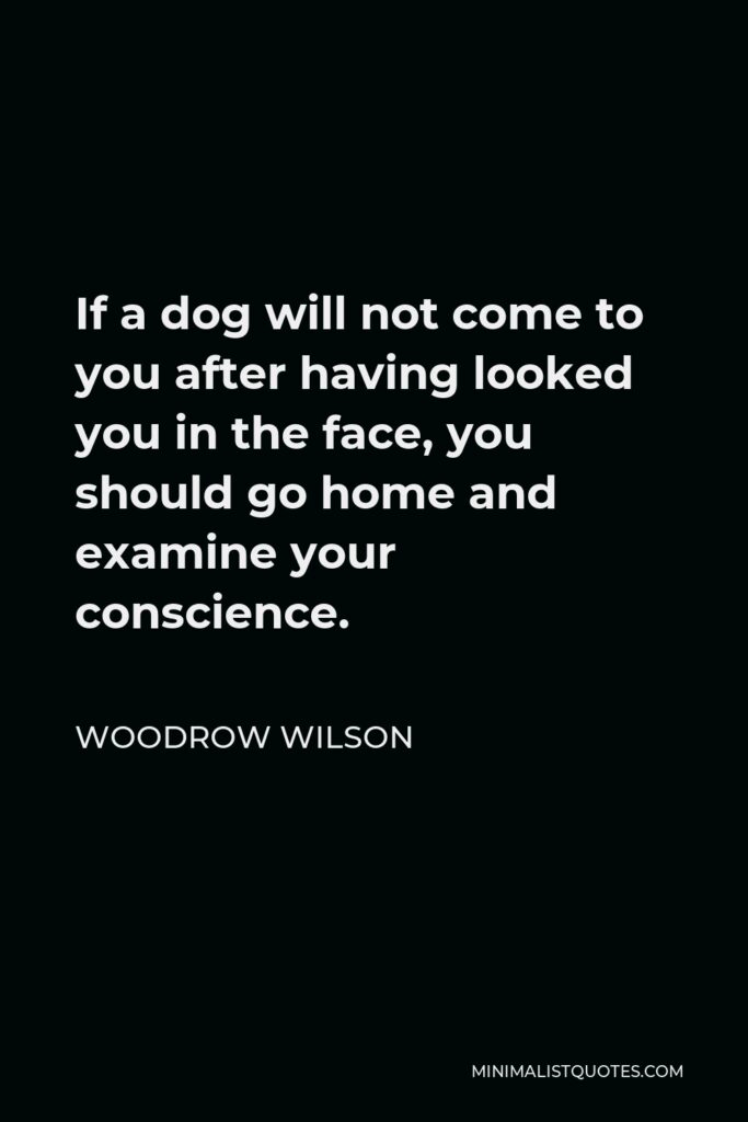 Woodrow Wilson Quote - If a dog will not come to you after having looked you in the face, you should go home and examine your conscience.