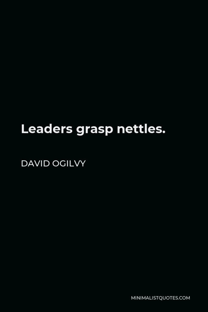 David Ogilvy Quote - Leaders grasp nettles.
