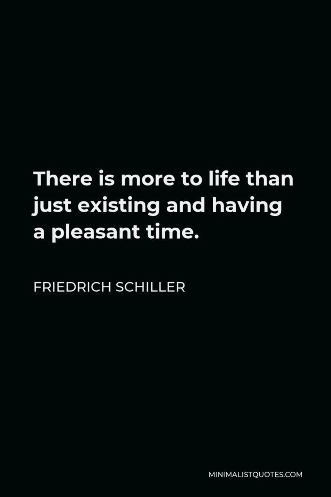 Friedrich Schiller Quote - There is more to life than just existing and having a pleasant time.