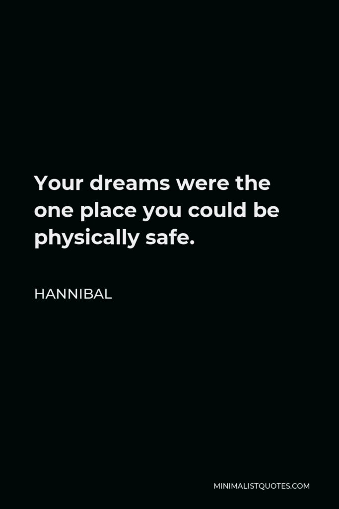 Hannibal Quote - Your dreams were the one place you could be physically safe.