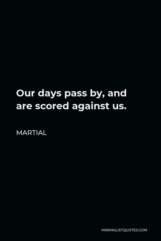 Martial Quote - Our days pass by, and are scored against us.