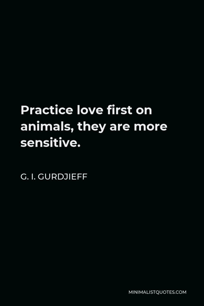 G. I. Gurdjieff Quote - Practice love first on animals, they are more sensitive.