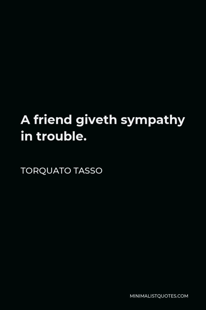 Torquato Tasso Quote - A friend giveth sympathy in trouble.
