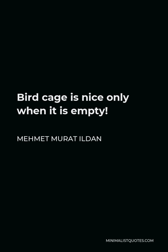 Mehmet Murat Ildan Quote - Bird cage is nice only when it is empty!