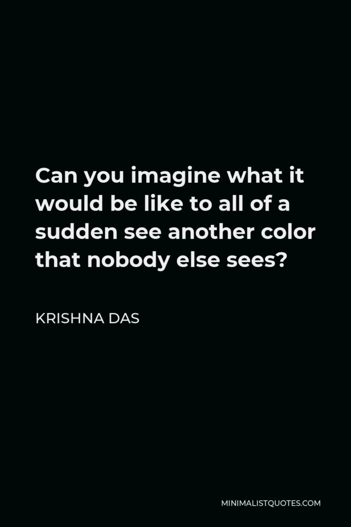 Krishna Das Quote - Can you imagine what it would be like to all of a sudden see another color that nobody else sees?