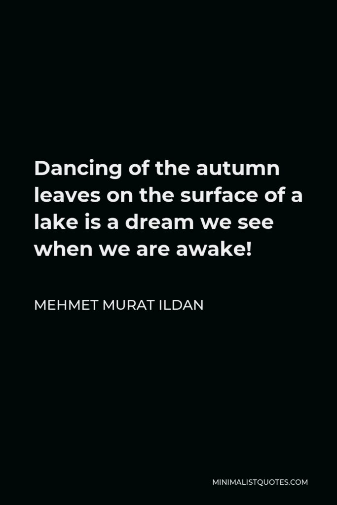 Mehmet Murat Ildan Quote - Dancing of the autumn leaves on the surface of a lake is a dream we see when we are awake!