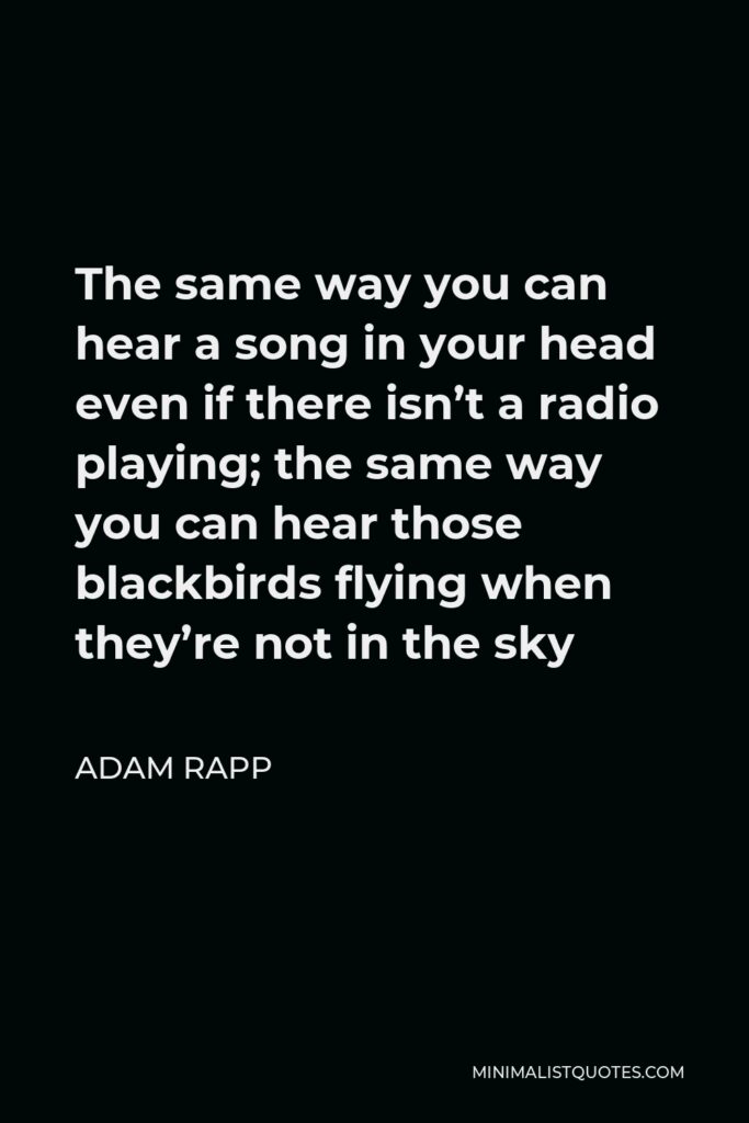 Adam Rapp Quote - The same way you can hear a song in your head even if there isn’t a radio playing; the same way you can hear those blackbirds flying when they’re not in the sky
