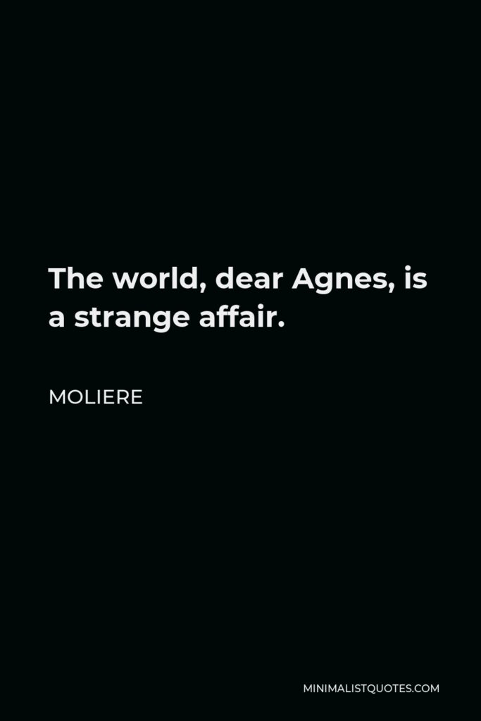 Moliere Quote - The world, dear Agnes, is a strange affair.
