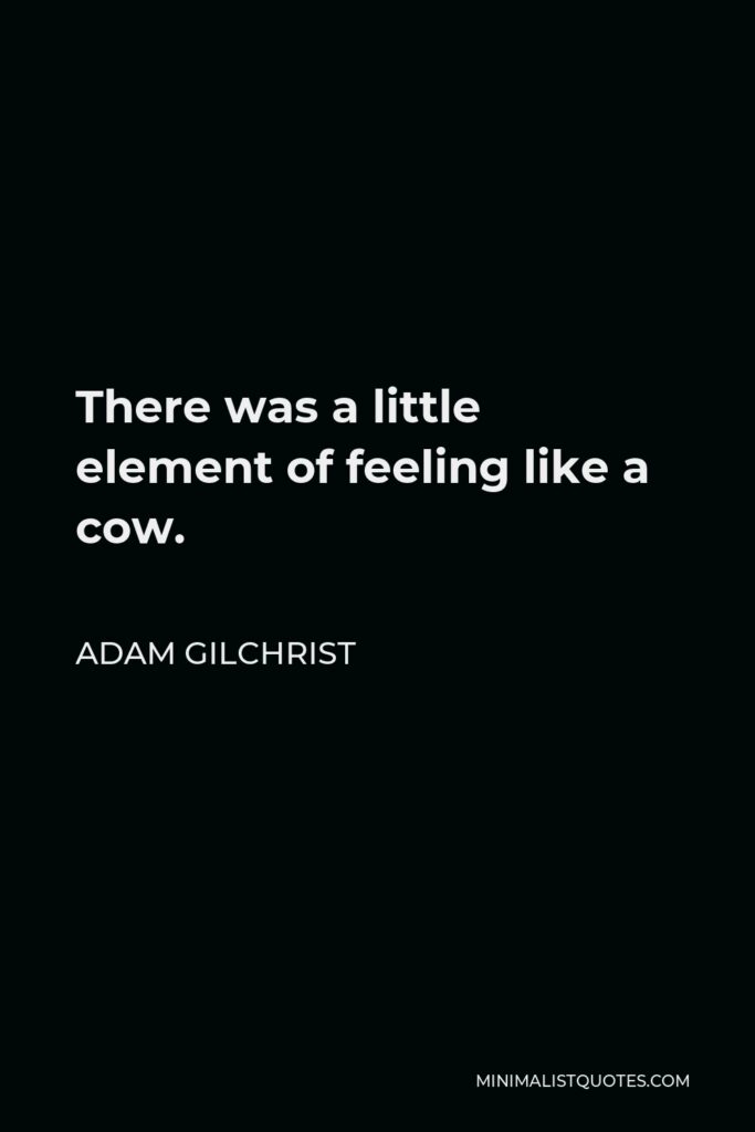 Adam Gilchrist Quote - There was a little element of feeling like a cow.