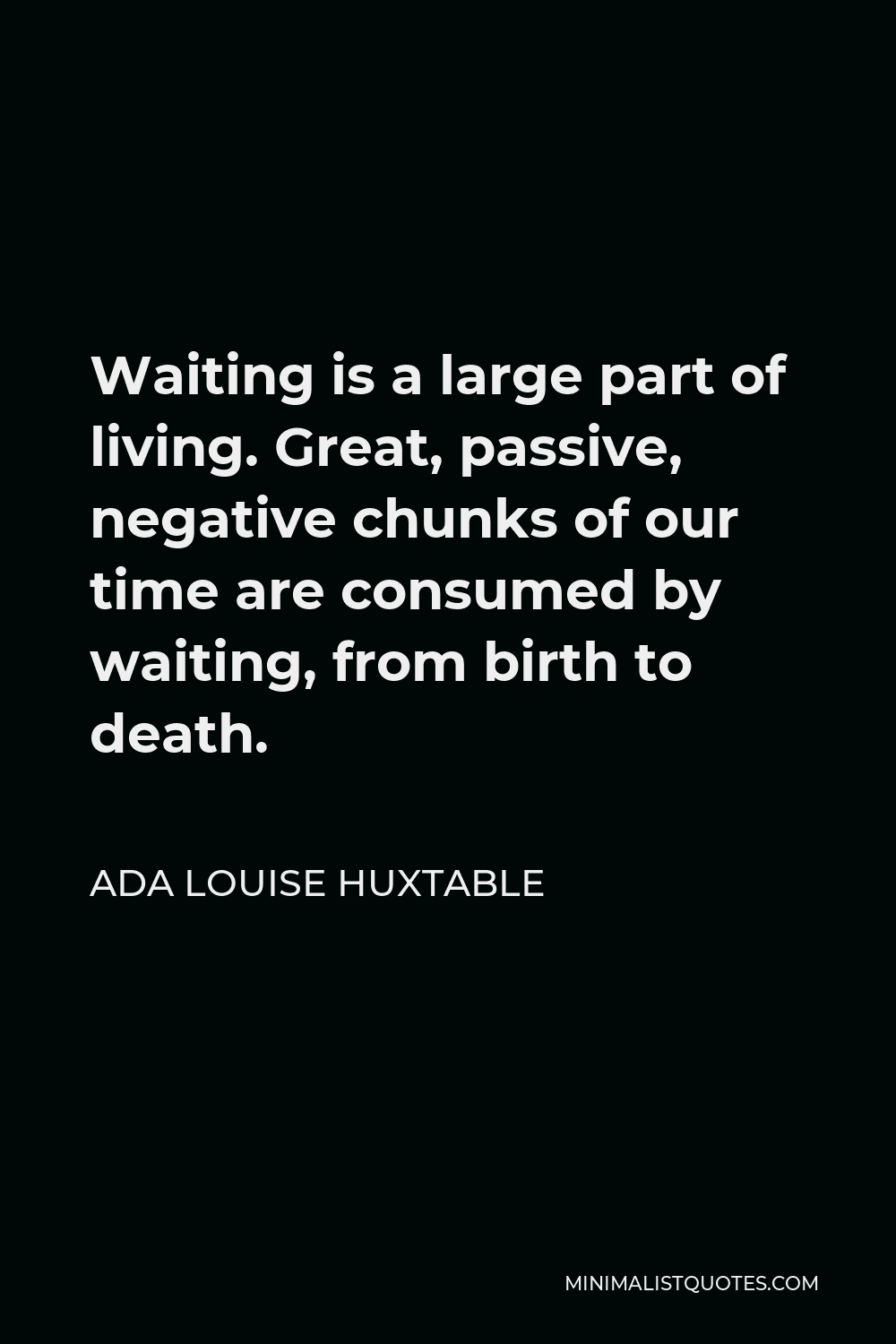 Ada Louise Huxtable Quote: Waiting is a large part of living ...