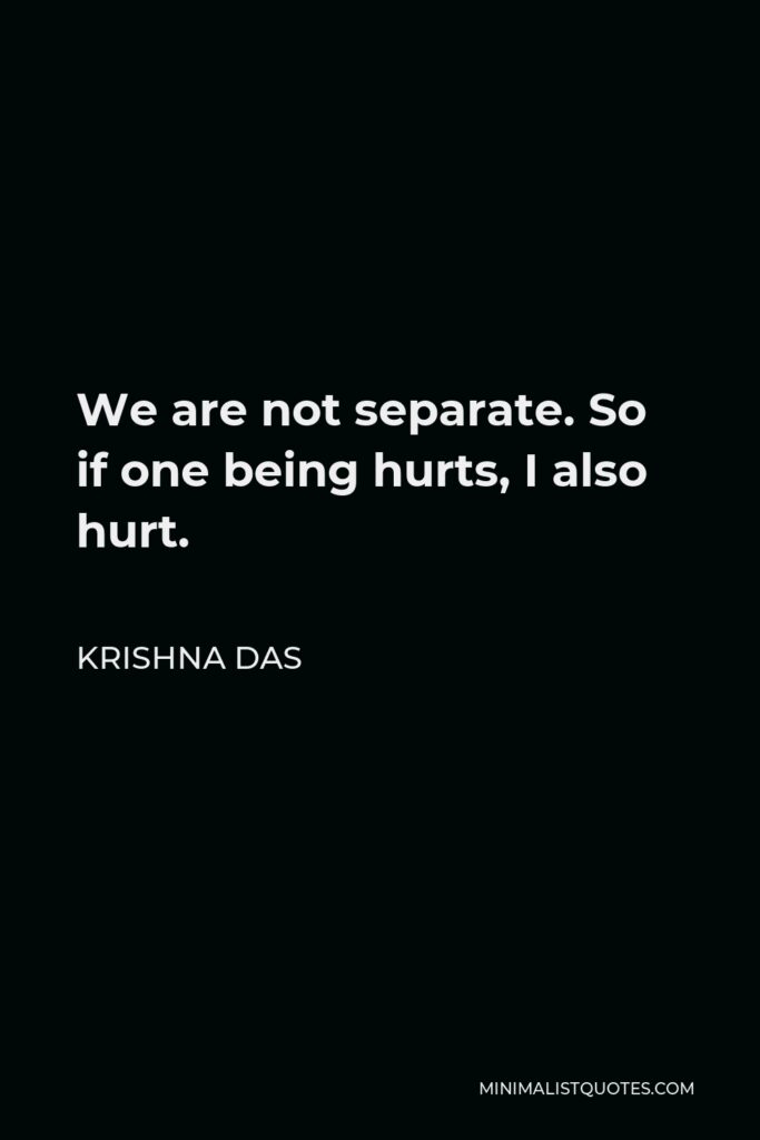 Krishna Das Quote - We are not separate. So if one being hurts, I also hurt.