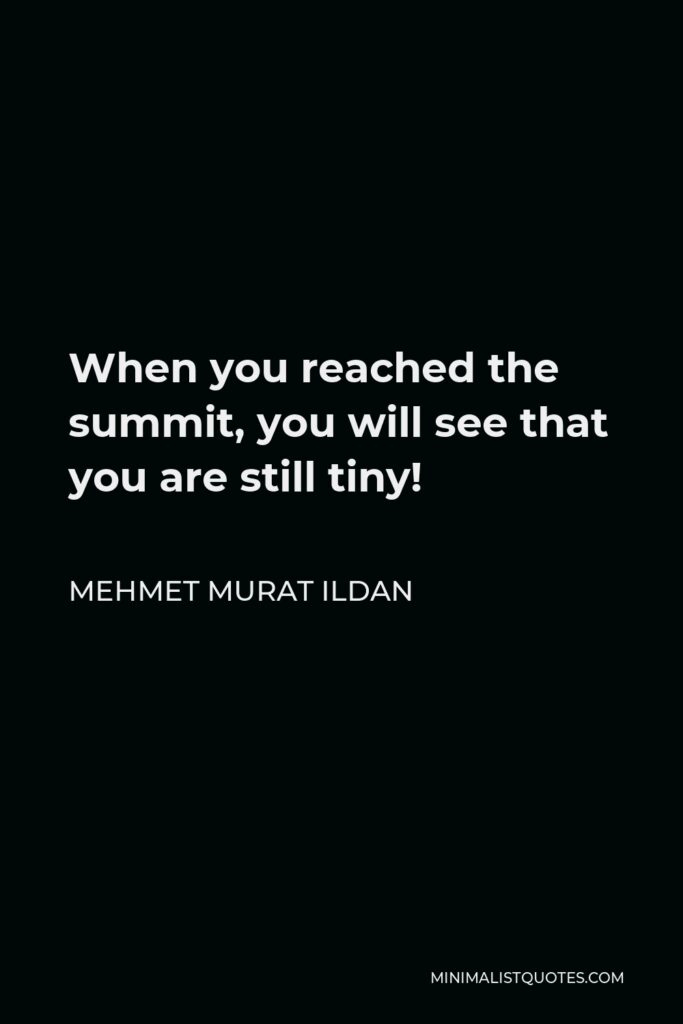 Mehmet Murat Ildan Quote - When you reached the summit, you will see that you are still tiny!