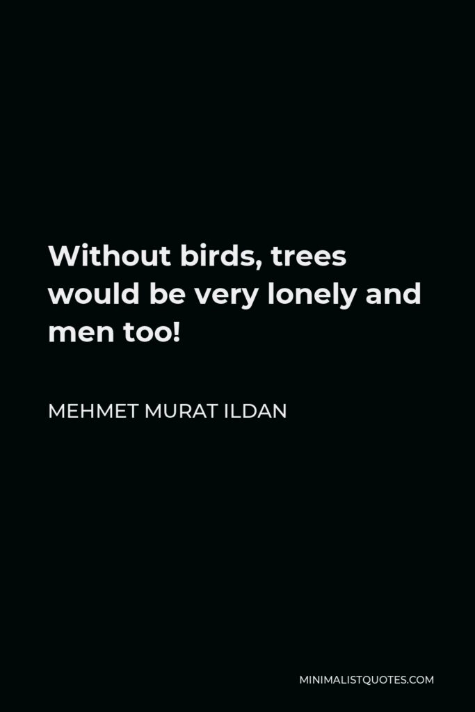 Mehmet Murat Ildan Quote - Without birds, trees would be very lonely and men too!