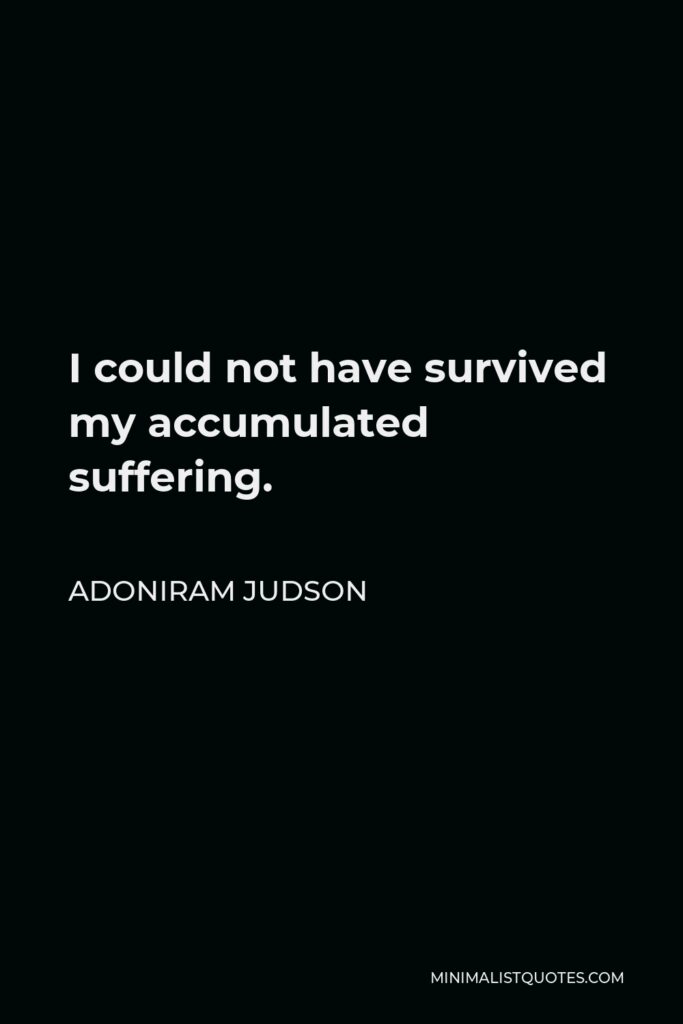 Adoniram Judson Quote - I could not have survived my accumulated suffering.