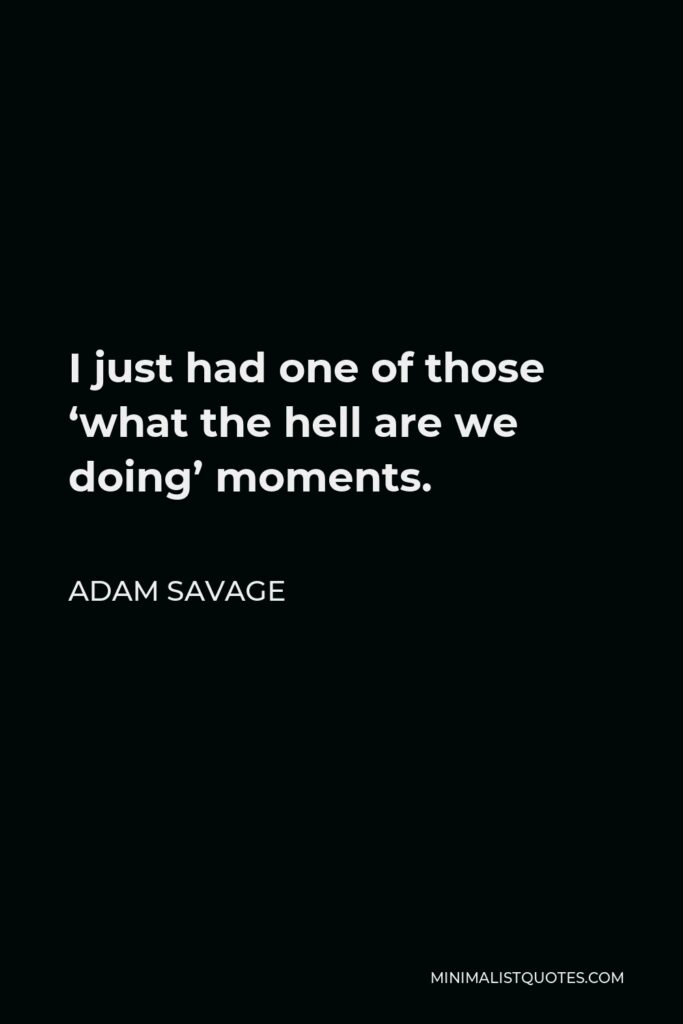 Adam Savage Quote - I just had one of those ‘what the hell are we doing’ moments.