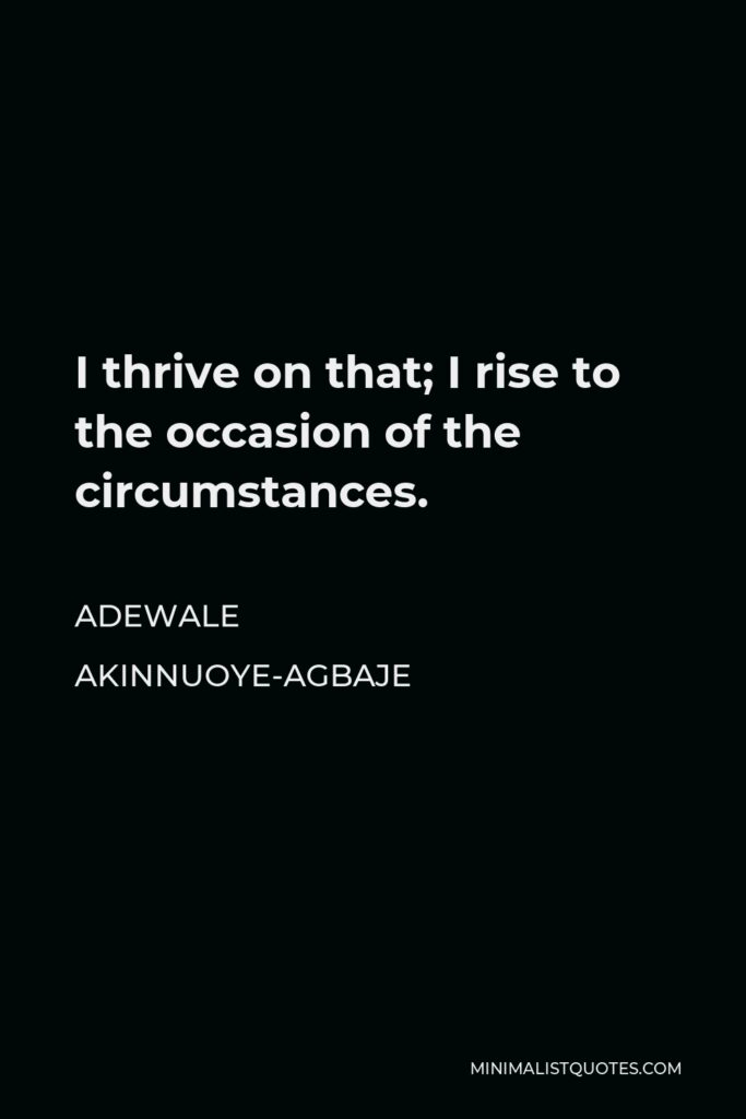 Adewale Akinnuoye-Agbaje Quote - I thrive on that; I rise to the occasion of the circumstances.