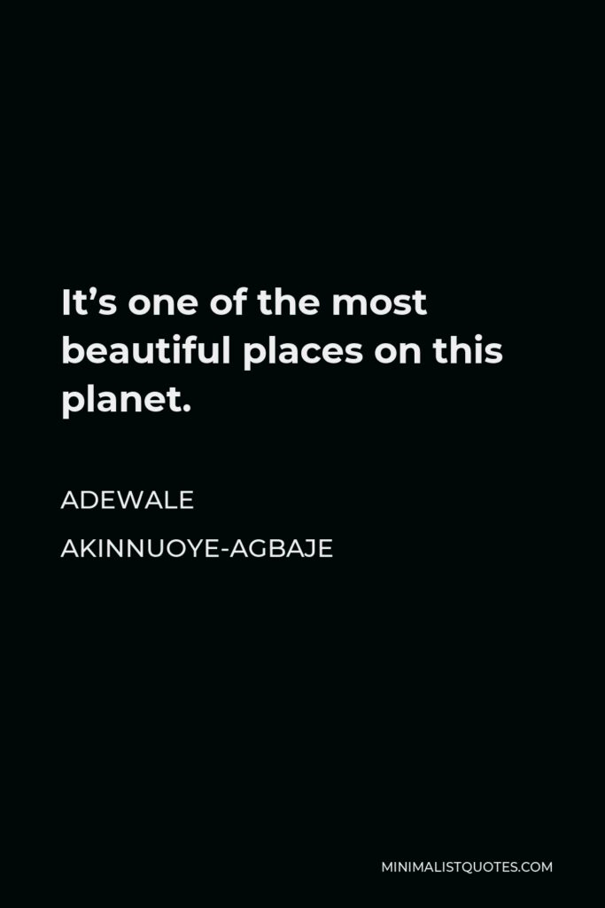 Adewale Akinnuoye-Agbaje Quote - It’s one of the most beautiful places on this planet.