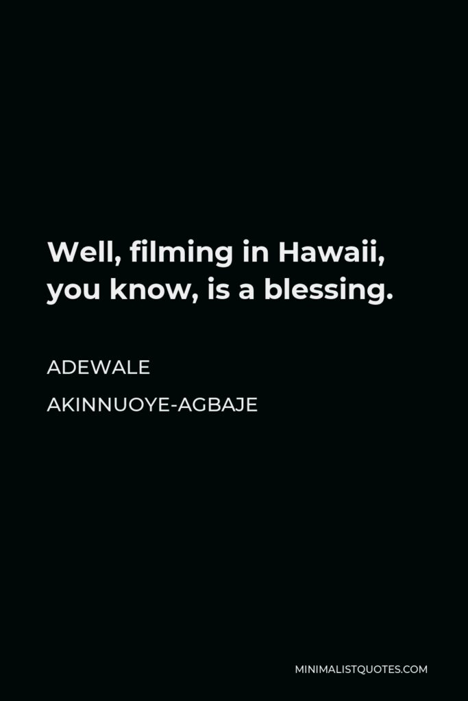 Adewale Akinnuoye-Agbaje Quote - Well, filming in Hawaii, you know, is a blessing.