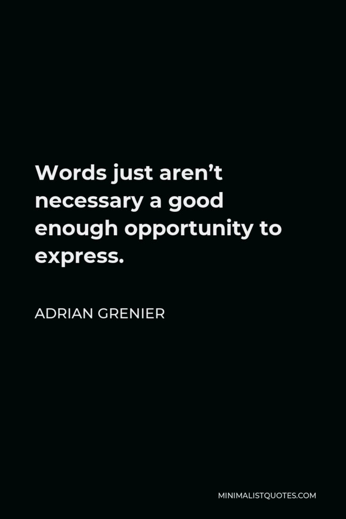 Adrian Grenier Quote - Words just aren’t necessary a good enough opportunity to express.