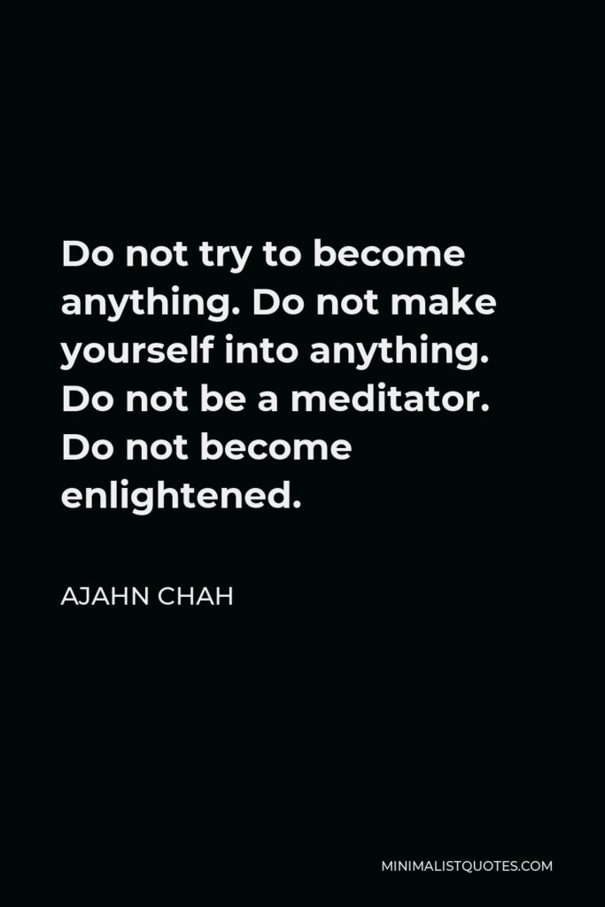 Ajahn Chah Quote - Do not try to become anything. Do not make yourself into anything. Do not be a meditator. Do not become enlightened.