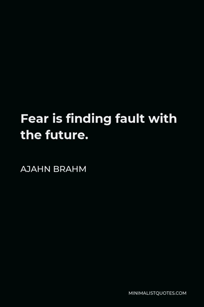 Ajahn Brahm Quote - Fear is finding fault with the future.