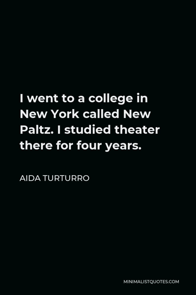 Aida Turturro Quote - I went to a college in New York called New Paltz. I studied theater there for four years.