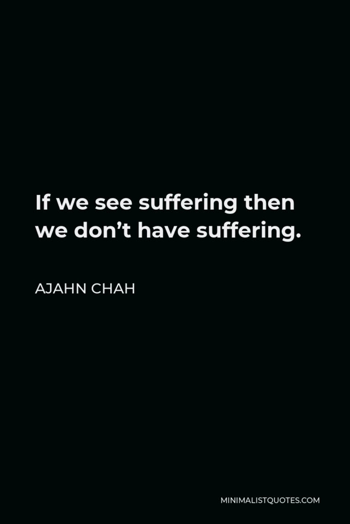 Ajahn Chah Quote - If we see suffering then we don’t have suffering.
