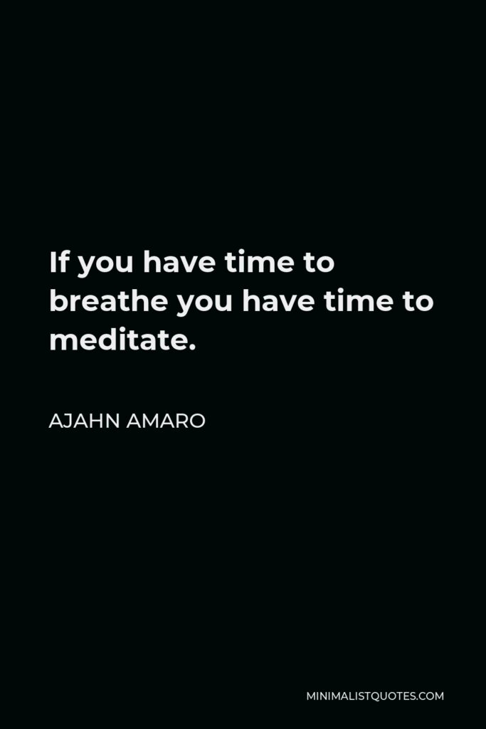 Ajahn Amaro Quote - If you have time to breathe you have time to meditate.