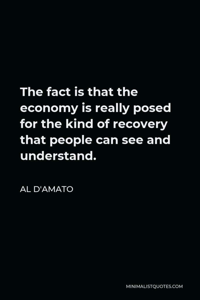 Al D'Amato Quote - The fact is that the economy is really posed for the kind of recovery that people can see and understand.