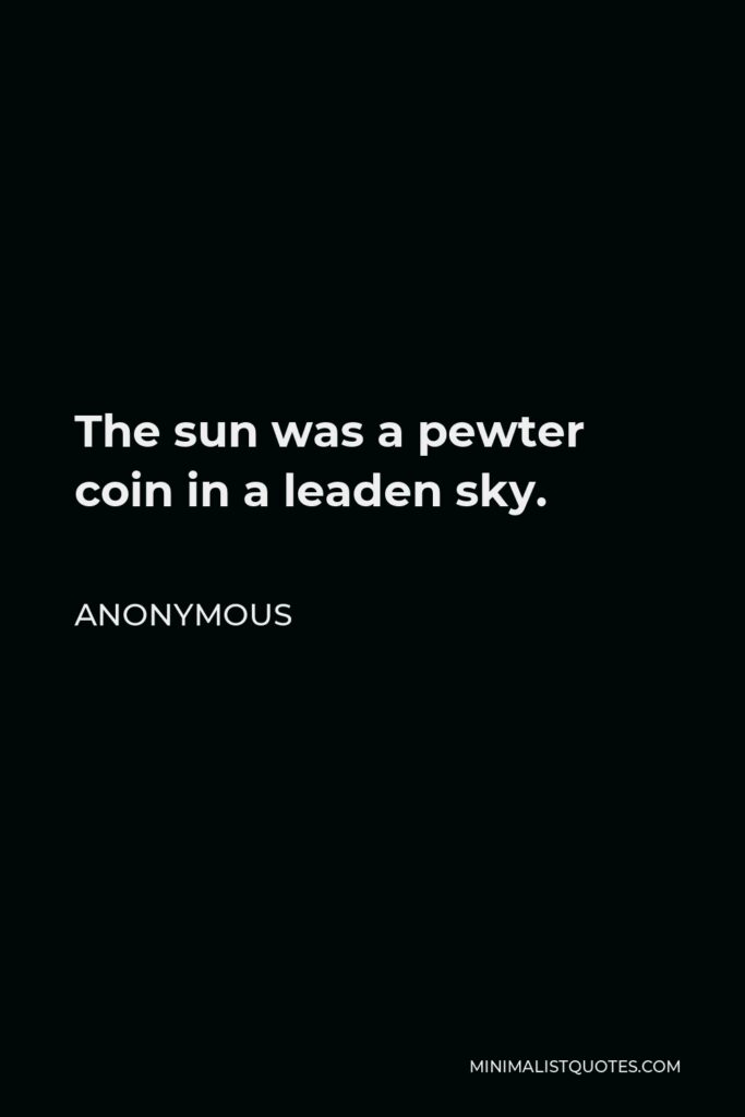 Anonymous Quote - The sun was a pewter coin in a leaden sky.