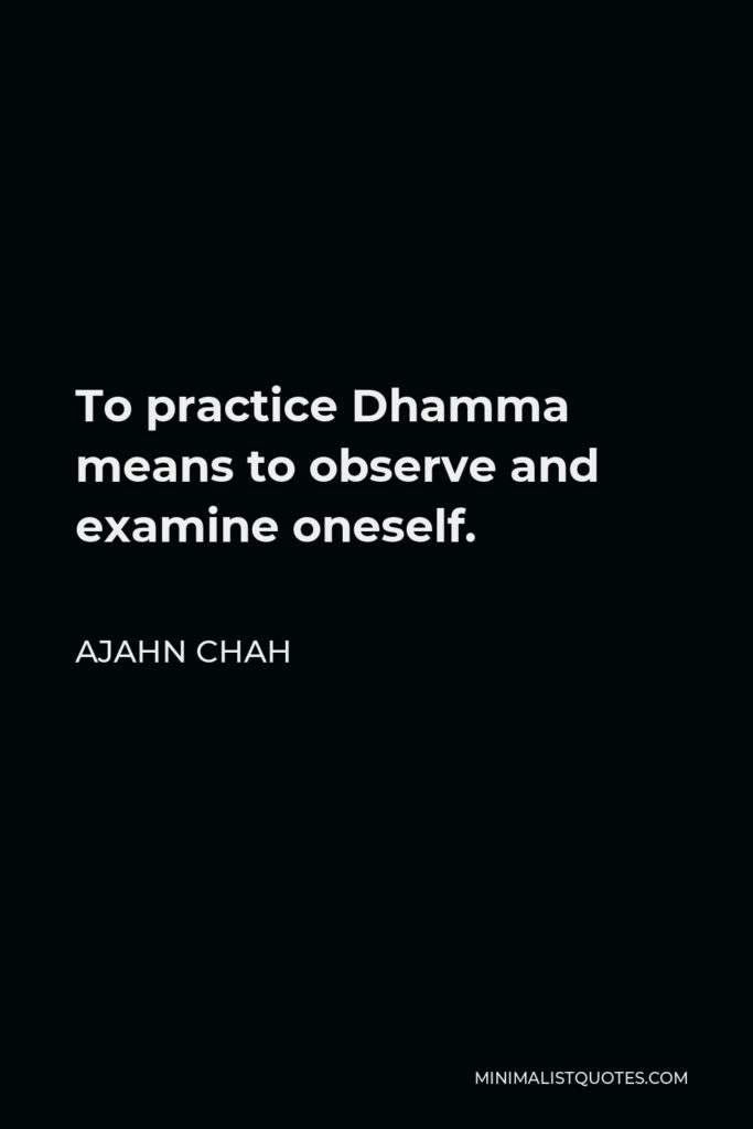 Ajahn Chah Quote - To practice Dhamma means to observe and examine oneself.