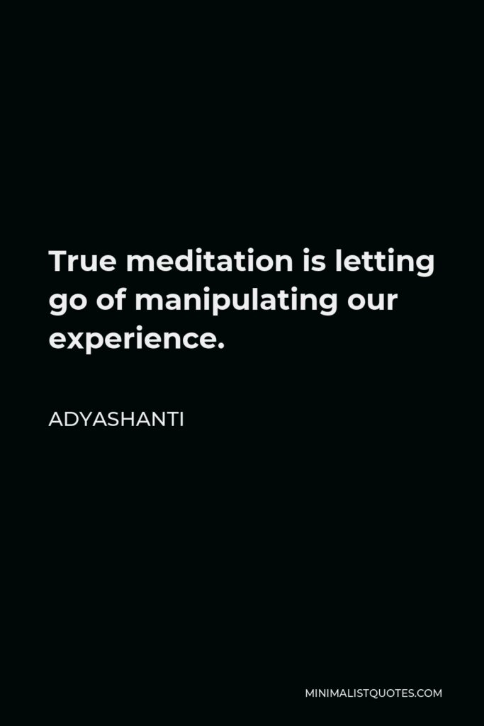 Adyashanti Quote - True meditation is letting go of manipulating our experience.