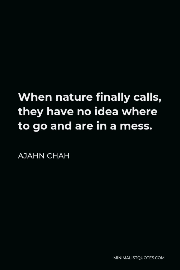 Ajahn Chah Quote - When nature finally calls, they have no idea where to go and are in a mess.