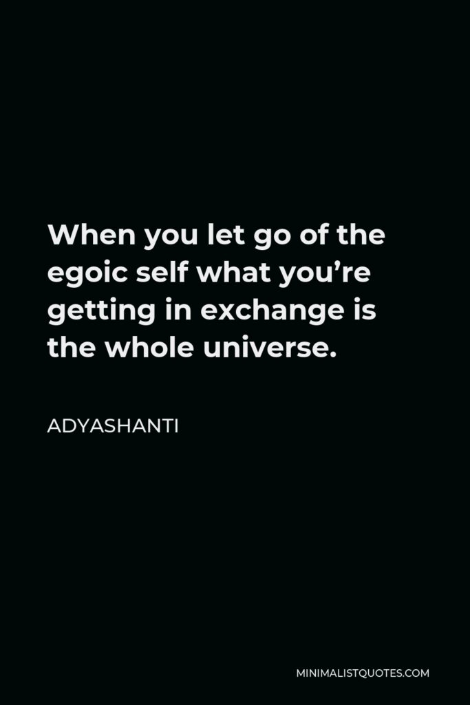 Adyashanti Quote - When you let go of the egoic self what you’re getting in exchange is the whole universe.