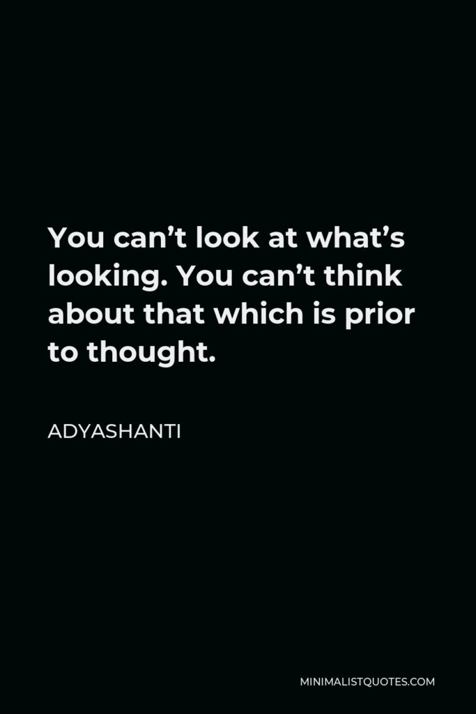Adyashanti Quote - You can’t look at what’s looking. You can’t think about that which is prior to thought.