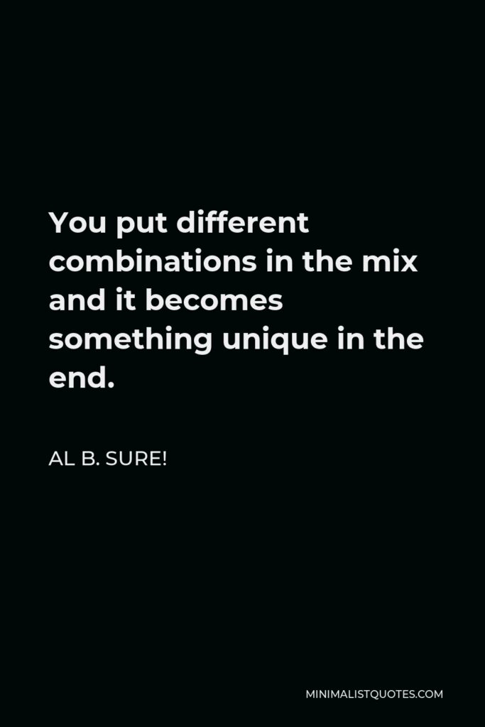 Al B. Sure! Quote - You put different combinations in the mix and it becomes something unique in the end.