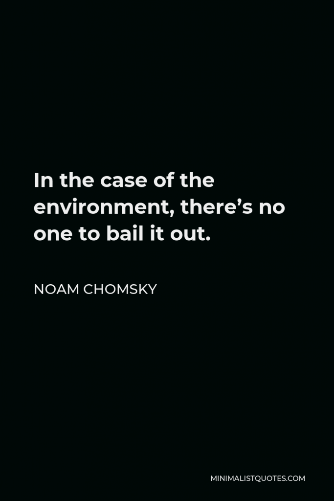 Noam Chomsky Quote - In the case of the environment, there’s no one to bail it out.