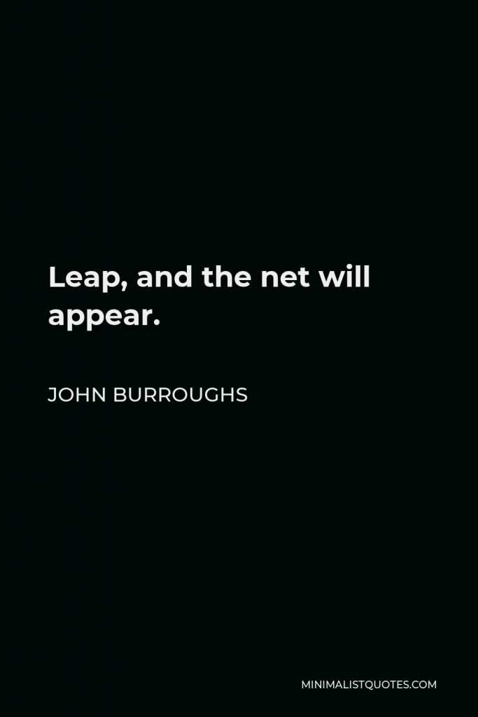 John Burroughs Quote - Leap, and the net will appear.
